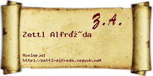 Zettl Alfréda névjegykártya